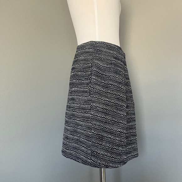 Carven A-line Pleated Tweed Career Casual Blue Cotton Linen Blend Skirt Small - Picture 4 of 10